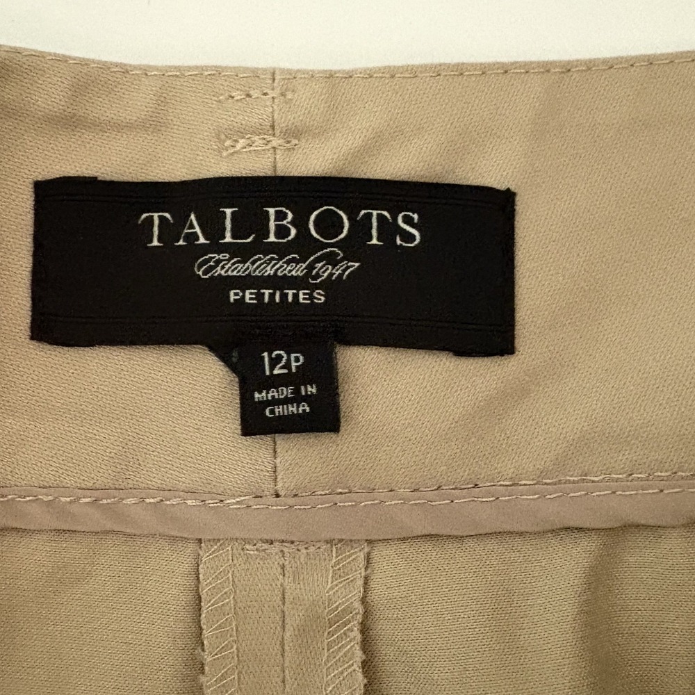 Talbots 12P Pants Khaki Heritage Flat Front High Rise Straight Career Office Y2K - Picture 3 of 6